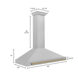 48'' Autograph Edition DuraSnow Stainless Steel Range Hood with DuraSnow Stainless Steel Shell and Champagne Bronze Handle
