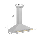 48'' Autograph Edition DuraSnow Stainless Steel Range Hood with DuraSnow Stainless Steel Shell and Champagne Bronze Handle