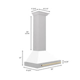 30'' Autograph Edition DuraSnow Stainless Steel Range Hood with White Matte Shell and Champagne Bronze Handle