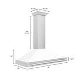 48'' DuraSnow Stainless Steel Range Hood with White Matte Shell and Stainless Steel Handle