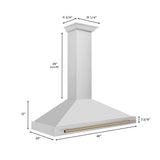 48'' Autograph Edition Stainless Steel Range Hood with Stainless Steel Shell and Champagne Bronze Accents