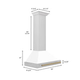 30'' Autograph Edition Stainless Steel Range Hood with White Matte Shell and Champagne Bronze Accents