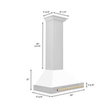 30'' Autograph Edition Stainless Steel Range Hood with White Matte Shell and Champagne Bronze Accents