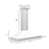 48'' Autograph Edition Stainless Steel Range Hood with White Matte Shell and Champagne Bronze Accents