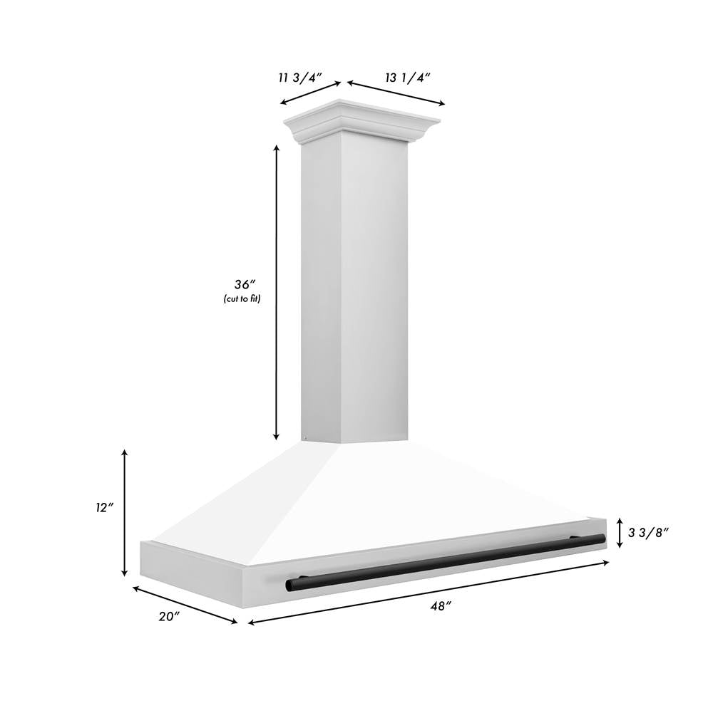 48'' Autograph Edition Stainless Steel Range Hood with White Matte Shell and Champagne Bronze Accents