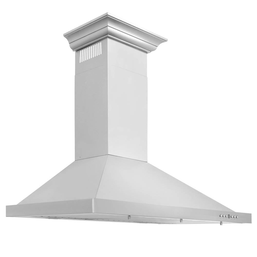 Convertible Vent Wall Mount Range Hood in Stainless Steel with Crown Molding (KBCRN)