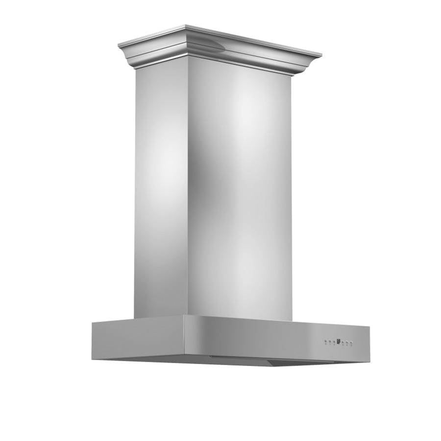 Z-Line - 30'' Professional Wall Mount Range Hood in Stainless Steel with Crown Molding