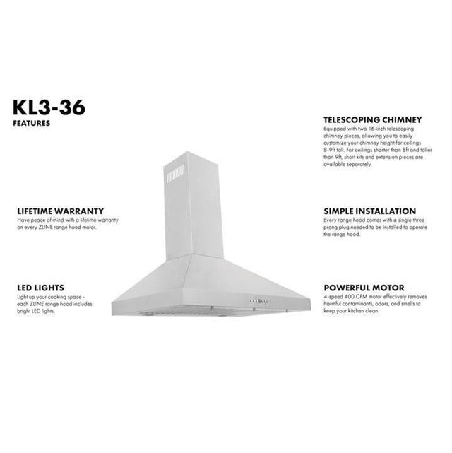 Z-Line - 36'' Wall Mount Range Hood in Stainless Steel