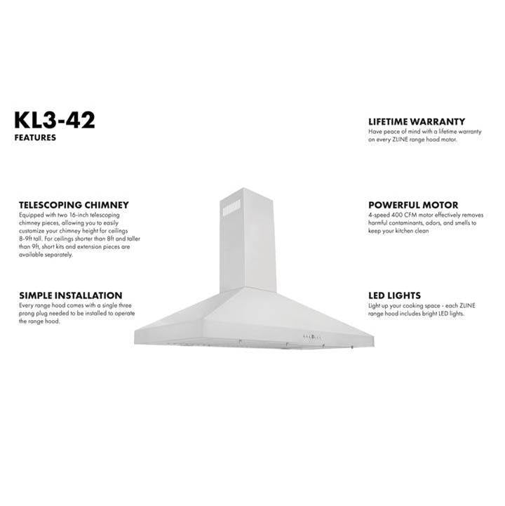 Z-Line - 42'' Wall Mount Range Hood in Stainless Steel