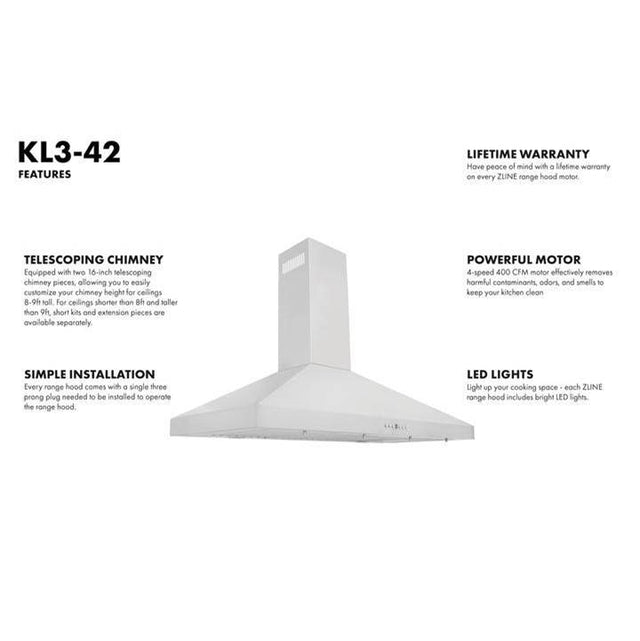 Z-Line - 42'' Wall Mount Range Hood in Stainless Steel