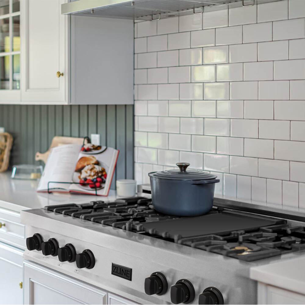 Autograph Edition 48'' Porcelain Rangetop with 7 Gas Burners in DuraSnow Stainless Steel and Champagne Bronze Accents