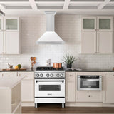 30'' Stainless Steel Range Hood with White Matte Shell and Stainless Steel Handle