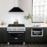 36'' Stainless Steel Range Hood with Black Matte Shell and Stainless Steel Handle