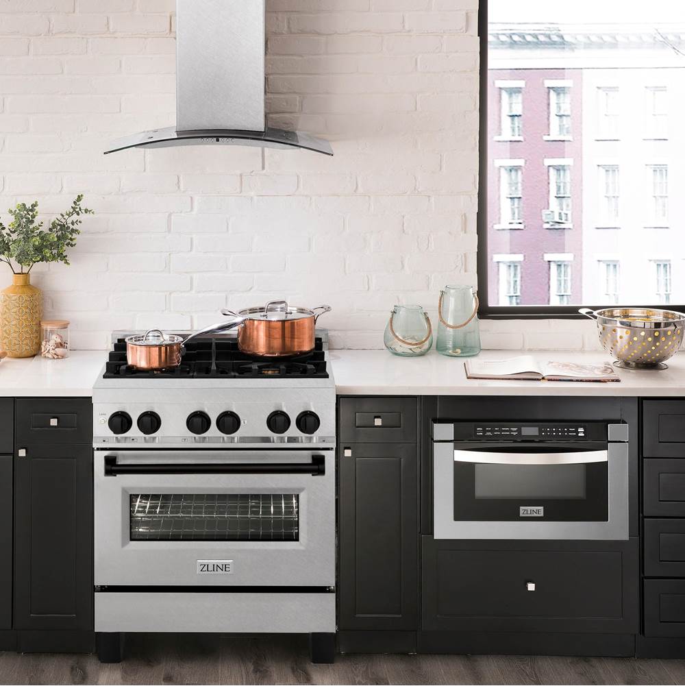 Autograph Edition 30'' 4.0 cu.' Dual Fuel Range with Gas Stove and Electric Oven in DuraSnow Stainless Steel with Champagne Bronze Accents