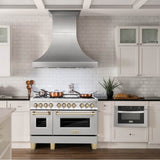 Autograph Edition 48'' 6.0 cu.' Dual Fuel Range with Gas Stove and Electric Oven in DuraSnow Stainless Steel with Champagne Bronze Accents