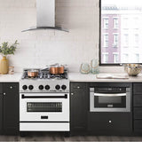 Autograph Edition 30'' 4.0 cu.' Dual Fuel Range with Gas Stove and Electric Oven in DuraSnow Stainless Steel with WM Door and CB Accents