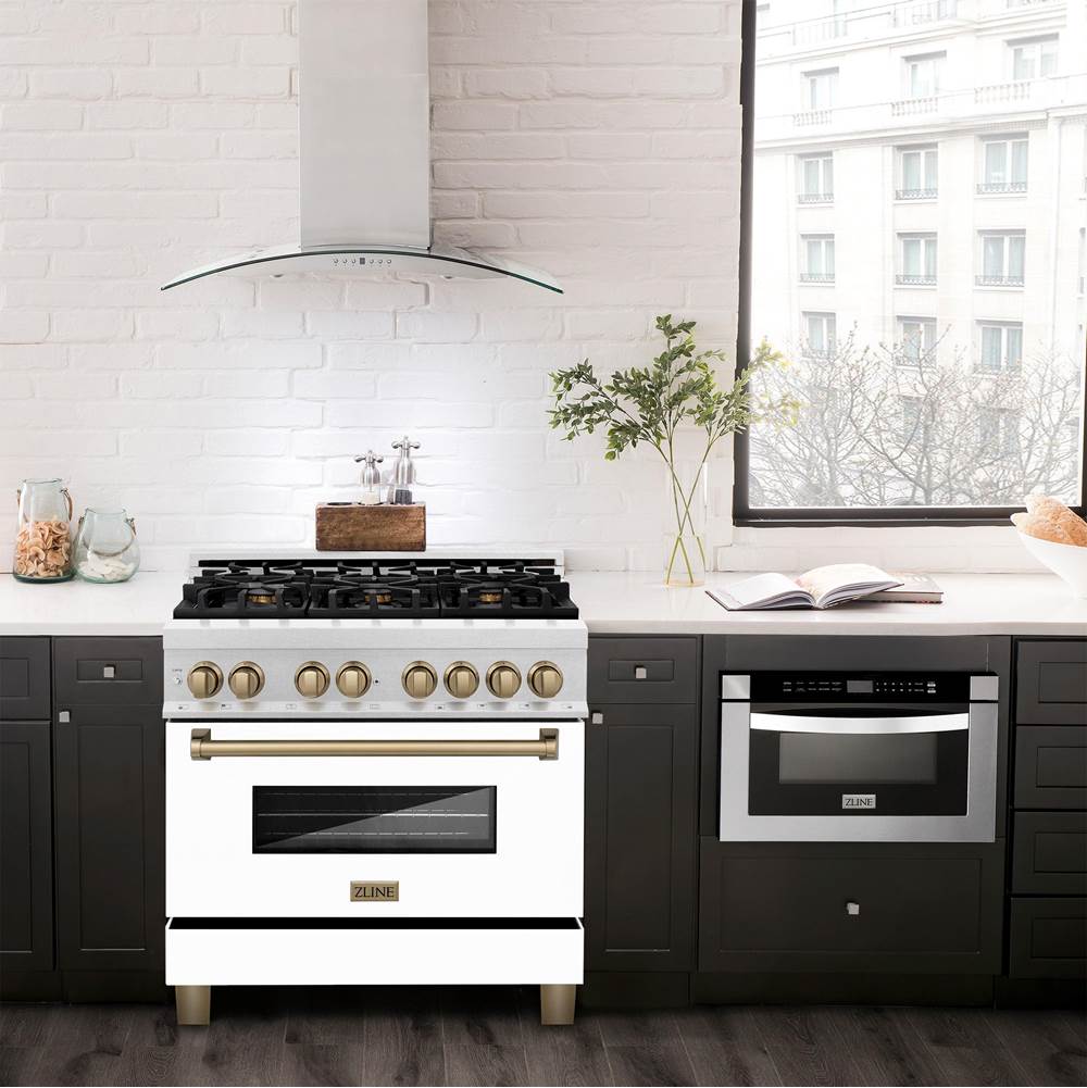 Autograph Edition 36'' 4.6 cu.' Dual Fuel Range with Gas Stove and Electric Oven in DuraSnow Stainless Steel with WM Door and CB Accents
