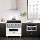 Autograph Edition 36'' 4.6 cu.' Dual Fuel Range with Gas Stove and Electric Oven in Stainless Steel with White Matte Door and CB Accents