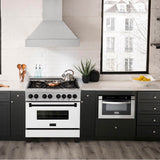 Autograph Edition 36'' 4.6 cu.' Dual Fuel Range with Gas Stove and Electric Oven in DuraSnow Stainless Steel with WM Door and CB Accents