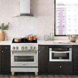 Autograph Edition 30'' 4.0 cu.' Dual Fuel Range with Gas Stove and Electric Oven in Stainless Steel with Champagne Bronze Accents