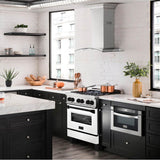 Autograph Edition 30'' 4.0 cu.' Dual Fuel Range with Gas Stove and Electric Oven in Stainless Steel with White Matte Door and CB Accents