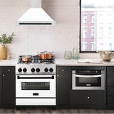 30'' Autograph Edition Stainless Steel Range Hood with White Matte Shell and Champagne Bronze Accents