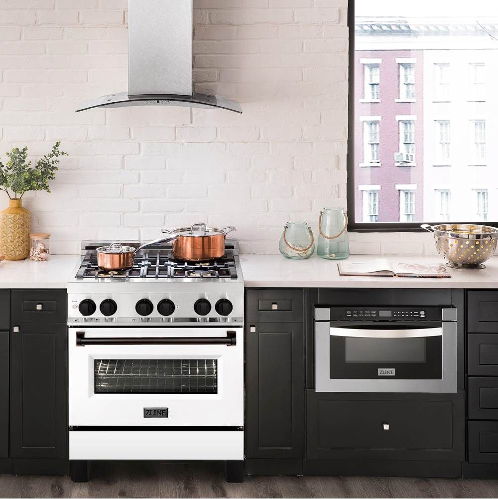 Autograph Edition 30'' 4.0 cu.' Dual Fuel Range with Gas Stove and Electric Oven in Stainless Steel with White Matte Door and CB Accents