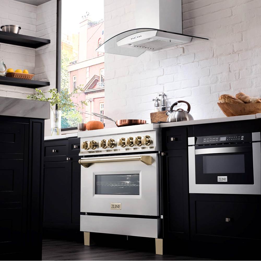 Autograph Edition 36'' 4.6 cu.' Dual Fuel Range with Gas Stove and Electric Oven in Stainless Steel with Champagne Bronze Accents