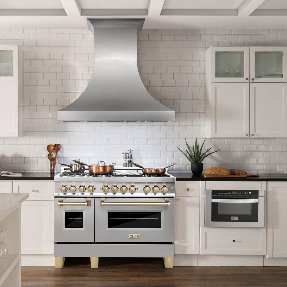 Autograph Edition 48'' 6.0 cu.' Dual Fuel Range with Gas Stove and Electric Oven in Stainless Steel with Champagne Bronze Accents