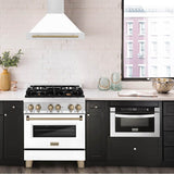 30'' Autograph Edition Stainless Steel Range Hood with White Matte Shell and Champagne Bronze Accents