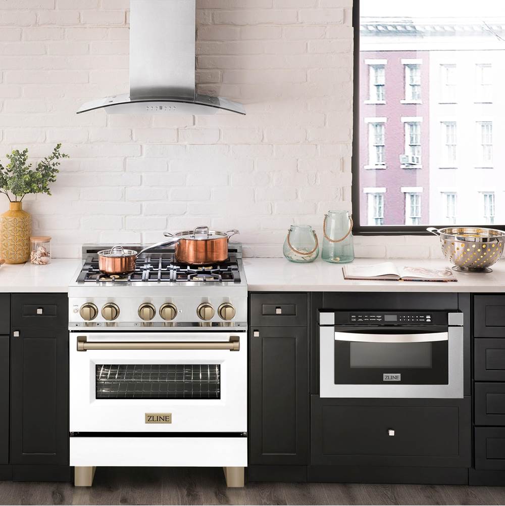Autograph Edition 30'' 4.0 cu.' Dual Fuel Range with Gas Stove and Electric Oven in Stainless Steel with White Matte Door and CB Accents