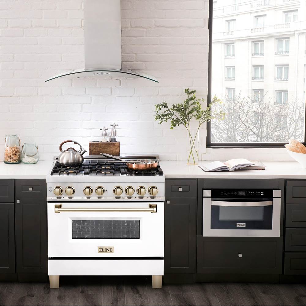 Autograph Edition 36'' 4.6 cu.' Dual Fuel Range with Gas Stove and Electric Oven in Stainless Steel with White Matte Door and CB Accents
