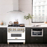 Autograph Edition 36'' 4.6 cu.' Dual Fuel Range with Gas Stove and Electric Oven in Stainless Steel with White Matte Door and CB Accents