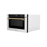Autograph Edition 24'' 1.2 cu. ft. Built-in Microwave Drawer with a Traditional Handle in Stainless Steel and Champagne Bronze Accents