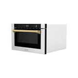 Autograph Edition 24'' 1.2 cu. ft. Built-in Microwave Drawer with a Traditional Handle in Stainless Steel and Champagne Bronze Accents