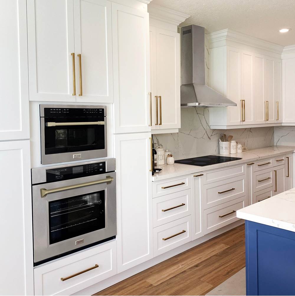 30'' Autograph Edition Single Wall Oven with Self Clean and True Conection in DuraSnow Stainless Steel and Champagne Bronze
