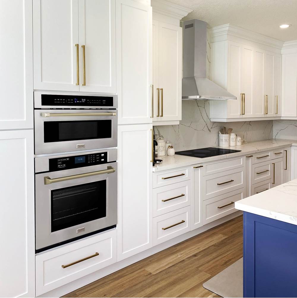 30'' Autograph Edition Single Wall Oven with Self Clean and True Conection in DuraSnow Stainless Steel and Champagne Bronze