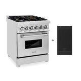 Z-Line - 24'' 2.8 cu. ft. Electric Oven and Gas Cooktop Dual Fuel Range with Griddle and Brass Burners in Stainless Steel