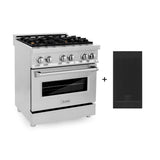 Z-Line - 30'' 4.0 cu. ft. Electric Oven and Gas Cooktop Dual Fuel Range with Griddle and Brass Burners in Stainless Steel