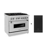 Z-Line - 36'' 4.6 cu. ft. Electric Oven and Gas Cooktop Dual Fuel Range with Griddle and Brass Burners in Stainless Steel