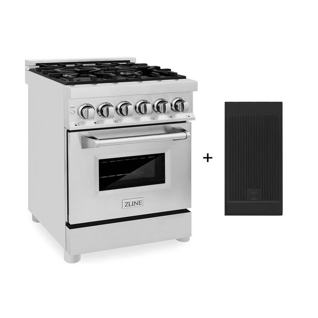 Z-Line - 24'' 2.8 cu. ft. Electric Oven and Gas Cooktop Dual Fuel Range with Griddle in Stainless Steel