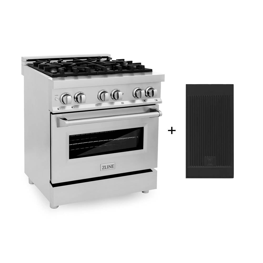 Z-Line - 30'' 4.0 cu. ft. Electric Oven and Gas Cooktop Dual Fuel Range with Griddle in Stainless Steel