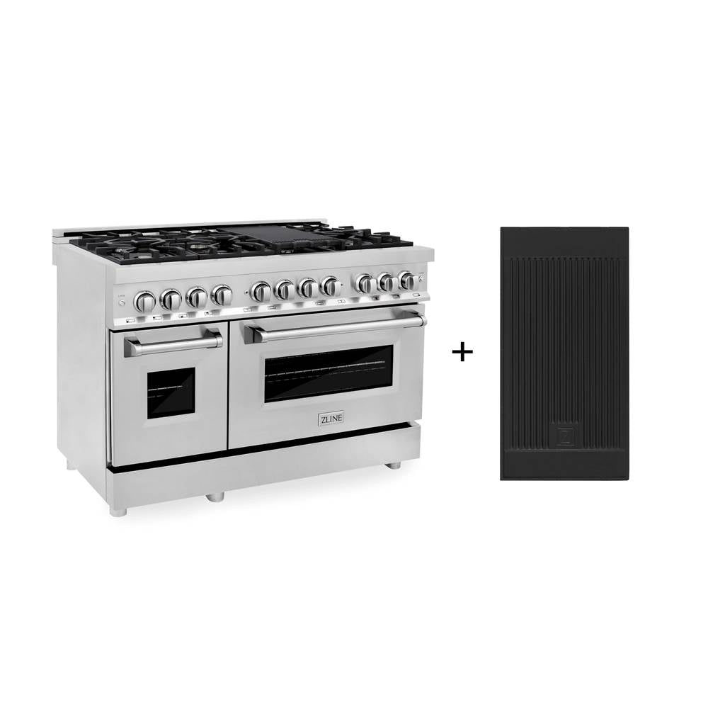 Z-Line - 48'' 6.0 cu. ft. Electric Oven and Gas Cooktop Dual Fuel Range with Griddle in Stainless Steel