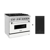 Z-Line - 36'' 4.6 cu. ft. Electric Oven and Gas Cooktop Dual Fuel Range with Griddle and White Matte Door in Fingerprint Resistant Stainless