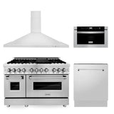 Z-Line - 48'' Kitchen Package with Stainless Steel Dual Fuel Range, Range Hood, Microwave Drawer and Tall Tub Dishwasher - Stainless Steel