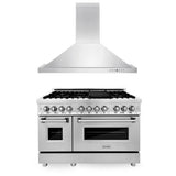 Z-Line - 48'' Kitchen Package with Stainless Steel Dual Fuel Range and Convertible Vent Range Hood - Stainless Steel