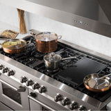 Z-Line - 60'' Professional 6.0 cu.' 7 Dual Fuel Range in DuraSnow Stainless Steel with Brass Burners - DuraSnow Stainless Steel