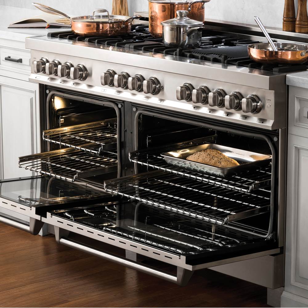 60'' Professional 6.0 cu.' 7 Dual Fuel Range in DuraSnow Stainless Steel with Brass Burners