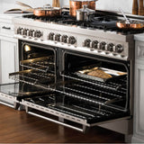 60'' Professional 6.0 cu.' 7 Dual Fuel Range in DuraSnow Stainless Steel with Brass Burners