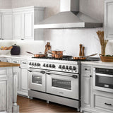 60'' Professional 6.0 cu.' 7 Dual Fuel Range in DuraSnow Stainless Steel with Brass Burners